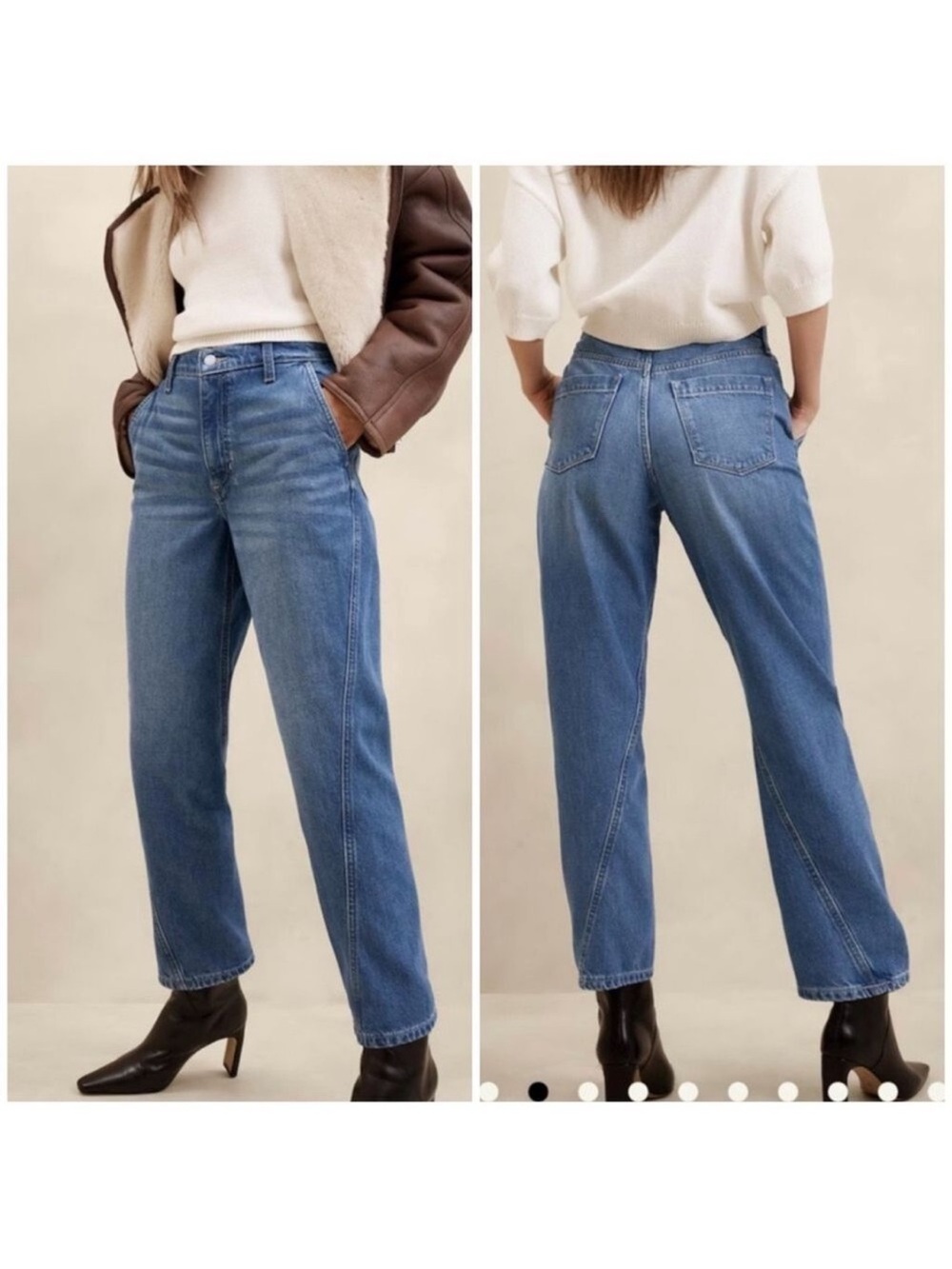 NWT Banana Republic Luxe Barrel Straight-Leg High Rise Blue Jeans size 6